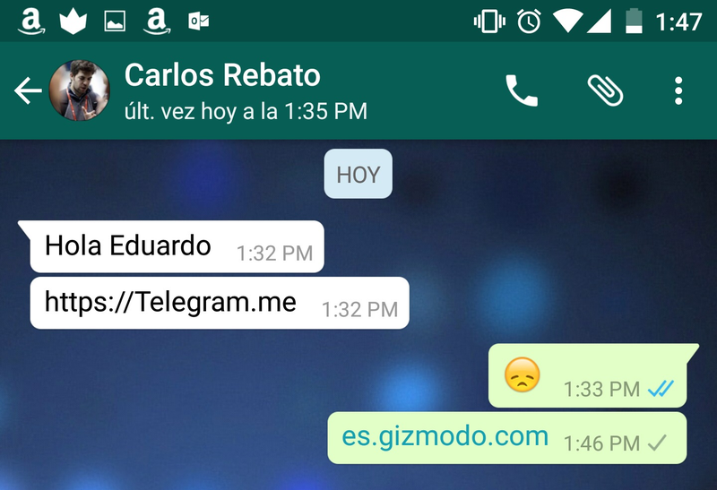 Illustration for article titled WhatsApp está bloqueando todos los enlaces a Telegram en su aplicación para Android